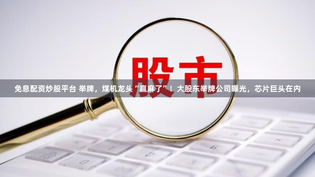 免息配资炒股平台 举牌，煤机龙头“赢麻了”！大股东举牌公司曝光，芯片巨头在内